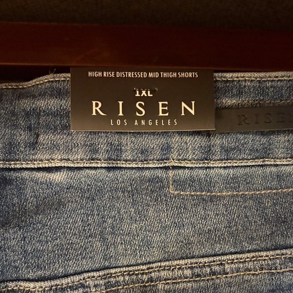 Risen Women's Frayed Hem Denim Shorts - Dark Blue - Picture 3 of 4